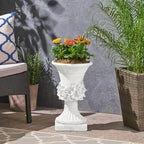 Merax 19.5 Inches Tall MGO Garden Urn Planter, Lightweight Concrete Urn for Flowers, Herbs & Succulents, Indoor & Outdoor Decorative Pot, Antique White by Merax