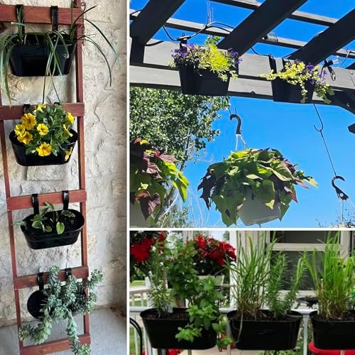 6 Pack Metal Railing Planter for Outdoor Plants, BlackIron Railing Planters, Metal Window Hanging Flower Pots for Balcony, Fence, and Patio Railings, Garden Decor with Drainage Holes - Image 6