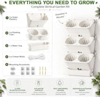 Briwooody 3 Set 6 Pocket Vertical Stackable Wall Planters Kit Outdoor Self Watering Plastic Planter Grow Hang Mount System for Strawberry Flower Vegetable Home Fence Balcony Wall Decor - Image 6
