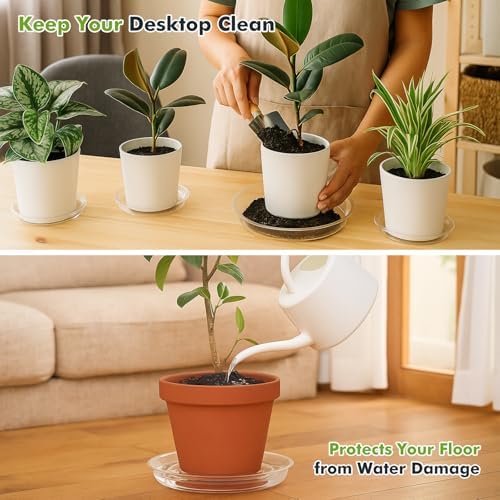 20 Packs 20 Inches Extra-Large Clear Plant Saucers for Indoor Outdoor Use Heavy Duty Plastic Plant Trays for Planter Bulk Flower Pot Drip Trays to Catch Water, 4 to 20 Inch - Image 4