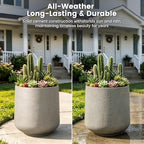 Kante Modern Home Minimalist 16.5" Dia Weathered Concrete Curved Planter - Image 4