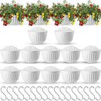 Zubebe 16 Pcs Resin Wall Hanging Planters White Hanging Flower Pots with Drainage Hole Fence Planters for Indoor Outdoor Plant Balcony Railing Decor(8.07 x 6.69 x 4.92'') by Zubebe
