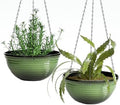12 Inch Glazed Hanging Planters for Indoor Outdoor Plants, Hanging Baskets by Vanslogreen