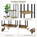 7 Tier Plant Stand Indoor, Thickened Metal Wood Corner Plant Shelf Stands for Multiple Plants, Indoor Tall Plants Stand Tiered Flower Holder for Living Room Patio Garden Balcony(Black+Brown) - Image 3