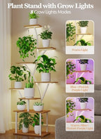 Plant Stand Indoor with Grow Lights - 64" Tall Plant Shelf Lighted Corner Plant Stands for Indoor Growing Multiple Metal 8 Tiered Large S-Shape Flower Holder Plant Rack for Home Decor Patio White - Image 2