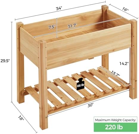Yaheetech 34" Raised Garden Bed with Legs, Wooden Planter Box, 1Pcs - Image 3