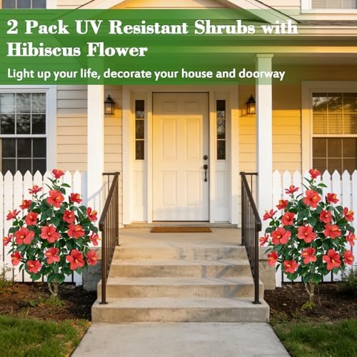 2pcs 47.2in Artificial Hibiscus Trees for Outdoor, UV Resistant - Image 2