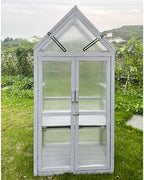 Mini Greenhouse Kit Outdoor Small Green House, Wood, Plant Stand for Indoor G Patio Balcony Apartments Porch Terrace Outsid Accessories, UV Resistant, Gray - Image 4