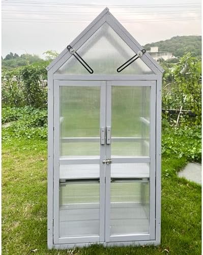 Mini Greenhouse Kit Outdoor Small Green House, Wood, Plant Stand for Indoor G Patio Balcony Apartments Porch Terrace Outsid Accessories, UV Resistant, Gray - Image 4