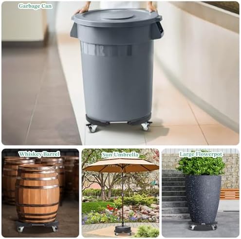 W B D WEIBIDA Plant Stand with Wheels Heavy Duty, Adjustable 15 to 21 Inch Pot Roller Base, Rolling Planter Caddy for Large Flower Pots, 440 Lbs Capacity Round Dolly Cart for Indoor/Outdoor Use (1 Pack) - Image 5