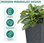 Autodaya 28" Oversized Black Terrazzo-Look PP Tall Planters Set of 2 - Image 6