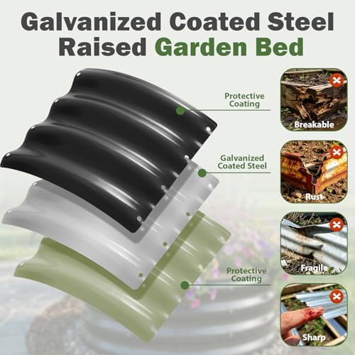 3 PCS Round Raised Garden Bed 2x2x1 ft, Metal Outdoor Planter Box Kit with Safety Rubber Edge, Easy Assemble Bottomless Small Planting Container for Vegetable, Flower, Fruit, Grey - Image 6