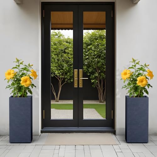 Kante Charcoal Concrete Planter 23.6" Tall All-Weather Square Accent Pot - Image 6