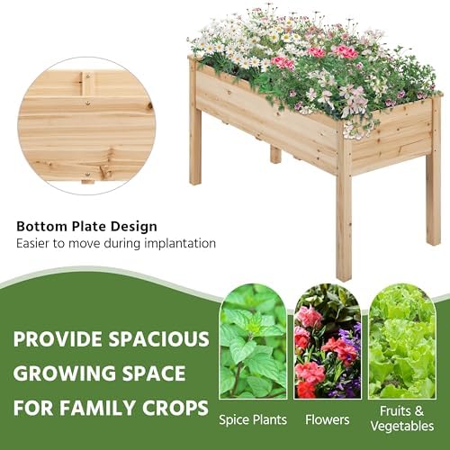 Yaheetech Raised Garden Bed 1Pcs Elevated Wood Planter Box Outdoor, Wood - Image 5