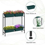 Vertical Raised Garden Beds 32.4" Tall Planter Raised Beds Boxes Patio Herb Garden Planter Outdoor with Metal Fences Legs for Small Climbing Plant Gardening Vegetables Patio Balcony Porch, Green - Image 3