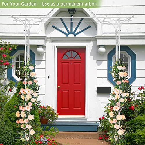 VINGLI Garden Arbor, Arch Archway for Wedding Ceremony Party, Steel Garden Trellis for Plant Climbing, Christmas Garden Decorations Arch for Garden, Backyard, Lawn, for Hallowmas (White) - Image 2