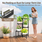 LASZOLA Plant Stand Indoor Outdoor Tall with 10 Inch Larger Tray, Black - Image 5