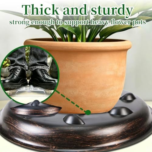 4 Pack 14 inch Metallic Bronze Plastic Plant Saucer - Image 3