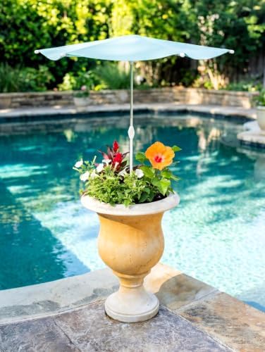 Fixed Plant Shade for Potted Plants 28" x 30" Outdoor Container Sun Shade Cover Premium Fabric Canopy with Fiberglass Frame & Soil Anchor Stripes & Solids Assembly Required by PlantCabana