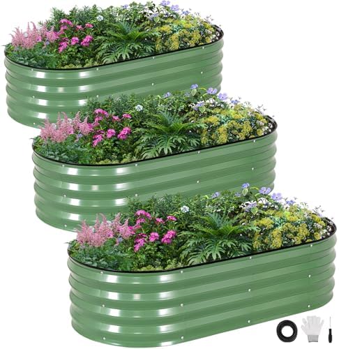 INNO STAGE 3Pcs Galvanized Raised Garden Bed Kit, Outdoor Metal Planter Box by INNOSTAGE