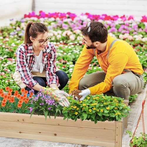 8FT Wooden Raised Garden Bed - Elevated Planter Box for Vegetables, Flowers - Natural Outdoor Planting Kit for Patio, Yard, Backyard - Image 3