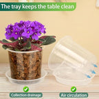 4/6/8/10 Inch Clear Nursery Pots with Drainage and Saucers, 24 Pack Clear Plant Pots, Variety Size Plastic Orchid Flower Pot for Indoor Outdoor - Image 4