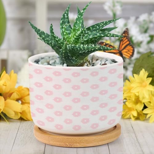 Timur in Blue Background Ceramic Planter Geometric Modern Planters for Indoor Plants with Drainage Holes and Saucers Pot for Home Desktop Office Windowsill - Image 6