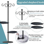 Upgraded 74" Shepherd's Hook for Bird Feeder，Floor Hanging Plant，Wind Chime Stand, Waterproof Metal & Adjustable-Height Standing Pole Holder for Lantern and Wreath, Indoor & Outdoor（2 Placement Racks) - Image 4