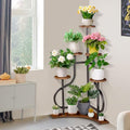 6-Tier Corner Plant Stand, Indoor Plant Stand with L-shaped Base, Aesthetic Metal Plants Shelf for Multiple Plants Flower Pot, MDF Outdoor Plant Holder for Patio Balcony (Rustic Brown) by LOENIY