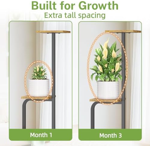 iDavosic.ly Tall Plant Stand Indoor, Corner Tiered Wooden Tray, Black Brown - Image 4