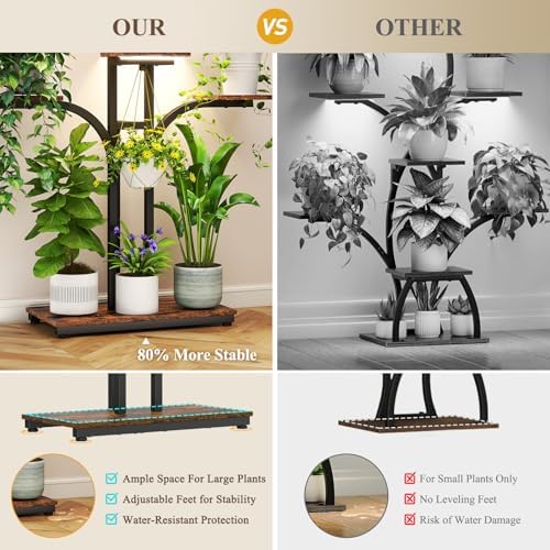 Plant Stand Indoor with Grow Light,Tree-Shaped 7-Tier Corner Plant Shelf - Image 5