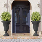 24" Tall Urn Planters Set of 2, Black Outdoor Planter for Porch by Unknown