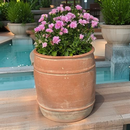 9.5 Inch Large Flower Pot for Outdoor Plants, Modern Tall Round Fiberstone Planter with Drainage Hole, 11" H Camel Decorative Garden Pot for Porch, Patio, Indoor Decor, Tree Container - Image 5