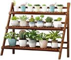 Bamboo Ladder Plant Stand 3 Tier Foldable Flower Pot Display Shelf Rack for Indoor Outdoor Multiple Plants Home Patio Lawn Garden Balcony Organizer Planter Holder,100cmL by Unknown