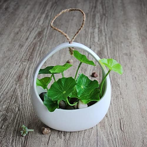 2 PCS Ceramic Hanging Planter Basket with Drainage Hole,Indoor Outdoor Modern Plant Holder Flower Pot,Decorative Flower Display Vase Succulent Pots - Image 4
