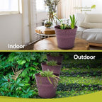Headwind IronLite Ensley – 8" Plum Decorative Metal Planter with High‑Gloss Embossed Design – Indoor Plant Pot with Drainage Hole & Modern Round Style for Home & Outdoor Use by Robert Allen - Image 7