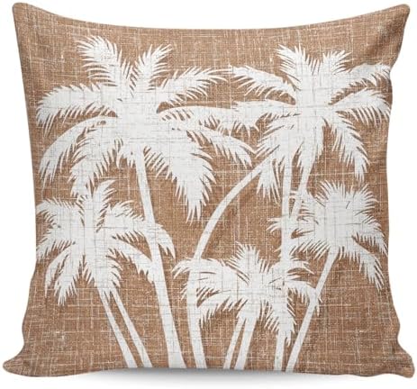 Throw Pillow 18x18 Inch, Tropical Palm Tree Waterproof Outdoor Pillow Covers for Patio with Insert, Vintage Brown Exotic Botanical Plants Decorative Pillowcase Cushion for Couch, Sofa, Bed, Garden by Unknown