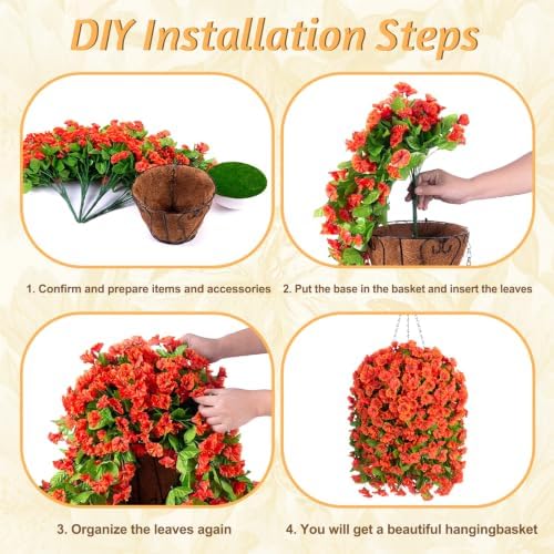 Ammyoo Artificial Faux Hanging Flowers Basket for Fall Outdoor Porch Decor - Image 7