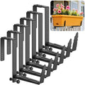 Window Box Brackets, Adjustable Planter Box Brackets, Heavy Duty Iron Flower Box Bracket for Deck Railing with Upgraded Bottom Support - Ideal for Balconies, Fences, and Gardens (6 Pack) by VOXOR