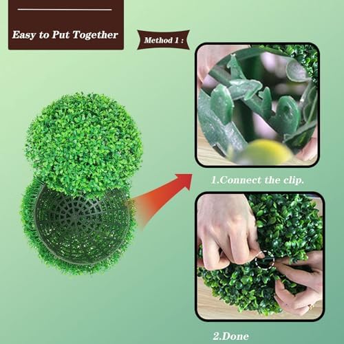 Artificial Green Plant Decorative Balls Round Dia 14in, Faux Boxwood Decorative Balls, Pendant Ceiling Hanging Grass Ball, Decor Greenery Eucalyptus Topiary Ball - Image 6