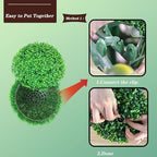 Artificial Green Plant Decorative Balls Round Dia 12in, Faux Boxwood Decorative Balls, Pendant Ceiling Hanging Grass Ball, Decor Greenery Eucalyptus Topiary Ball - Image 6