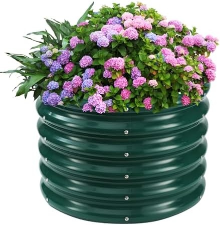YSEJOMP 17" Tall 24" Diameter Round Raised Garden Bed Kits Outdoor Green by YSEJOMP