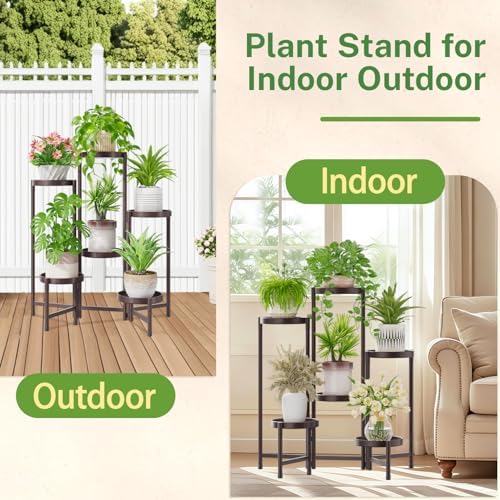 iDavosic.ly Plant Stand Indoor Outdoor, 6 Tier Metal Corner Shelf, Bronze - Image 6