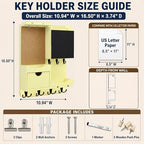 Key Holder Wall Mount with Drawer and Mail Organizer, Ivory Yellow - Image 2
