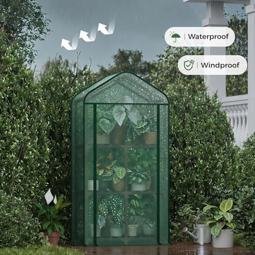 Bamworld Mini Greenhouse for Outdoor Indoor 23 x 17 x 54-Inch Small Plant Green House 3-Tier Rack Stand Portable Greenhouses with Durable PE Cover for Seedling - Image 4