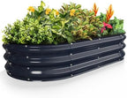 Kesfitt Raised Garden Bed, 4x2x1 FT Galvanized Steel Metal Raised Garden Bed, Oval Open-Bottom Design, 12-Inch Deep for Outdoor Vegetable & Herb Gardening, Midnight Blue by Kesfitt