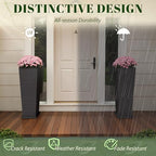 JUMMICO 32" Front Porch Resin Rattan Tall Planters 2 Pack, Inner&Outer Tray - Image 5