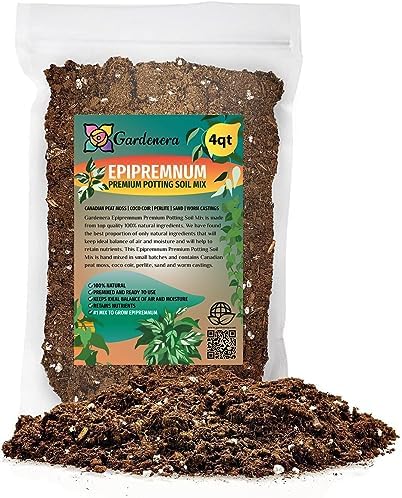 Gardenera Epipremnum Potting Mix - Promote Strong Roots and Luxurious Leaves with Our Premium Blend - 4 Quart by Gardenera