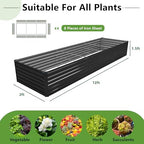 DIIYIV 12x2x1.5FT Galvanized Raised Garden Bed,Vegetable Boxes-Rectangle Metal Flower Box,Large Planter Raised Beds Outdoor Garden for Planting,Fruit,Herb-Black - Image 2