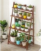 Bamboo Plant Stand, 4 Tier Ladder Flower Pots Holder with Rear Bar,Foldable Corner Standing Shelf for Patio Garden Balcony Living Room Display Shelves (Size : 70x45x122cm) - Image 5
